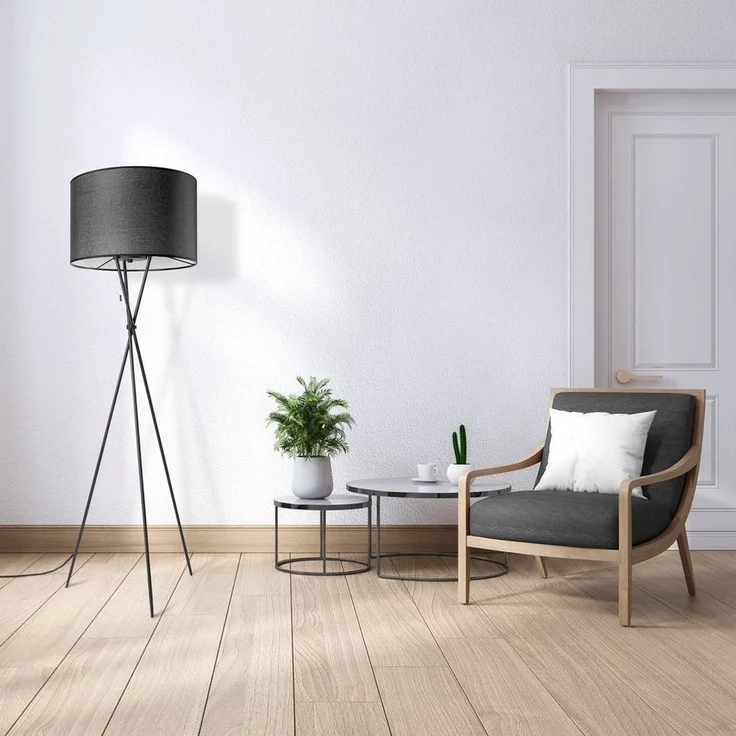 Paco Home Stehlampe KATE CANVAS UNI COLOR, ohne Leuchtmittel, Wohnzimmer Dreibein Stoffschirmlampe Standleuchte Textil Schirm E27 – Bild 2