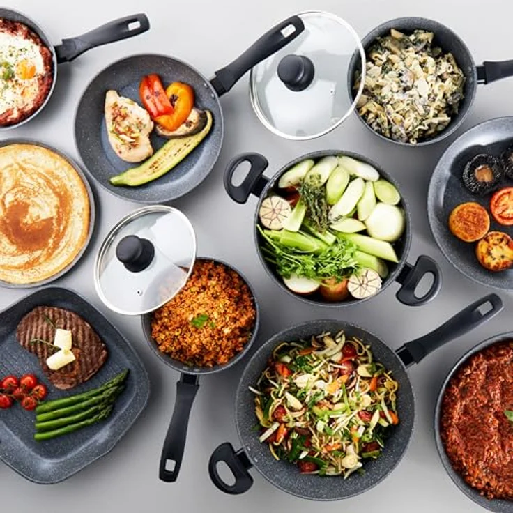 Russell Hobbs RH028011EU7 Metallic Marmor 30 cm Bratpfanne - Antihaftbeschichtete Eier-/Omelettpfanne, Induktionsherd-kompatibel, Pfannkuchen-/Crêpe-Pfanne, Kochgeschirr aus geschmiedetem Aluminium – Bild 5