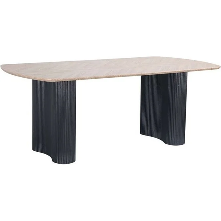 OTTO home Esstisch Bessonville, Tischplatte in Fischgrätoptik, Beine mit Rillenstruktur, Höhe 76 cm – Bild 4