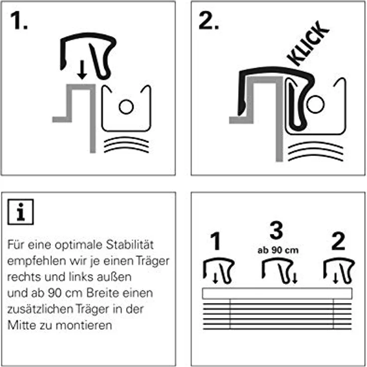 Deco Company Alu-Jalousie ohne Bohren, Zum Klemmen, Inkl. Klemmträgern, Sichtschutz, Lichtschutz, Blendschutz, Aluminium-Jalousie, Silber-Blau, 160x175 cm – Bild 5