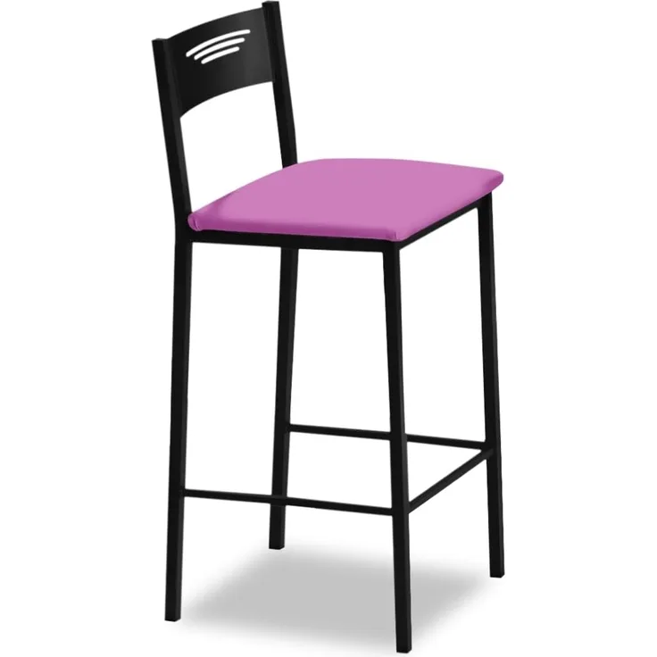 ASTIMESA - Hohe Küchenhocker mit Rückenlehne - Gestell schwarz und Sitzfläche aus Kunstleder - Farbe des Sitzes: Rosa. Lieferumfang: 1 Stück - Maße: 90 cm (Gesamthöhe)