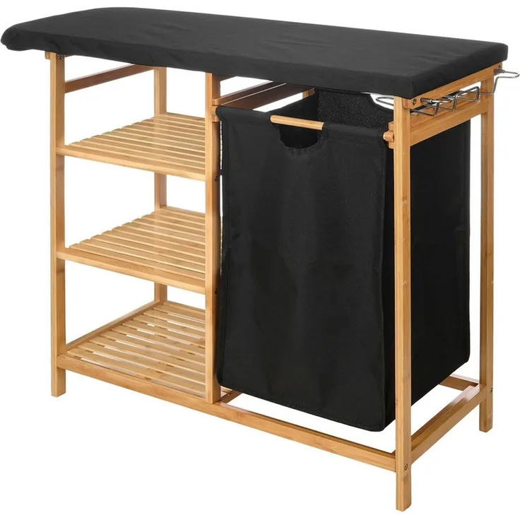 Kipit Regal Regal aus Bambus mit Bügelbrett und Wäschekorb BAMY, 111 x 34 x 82 cm