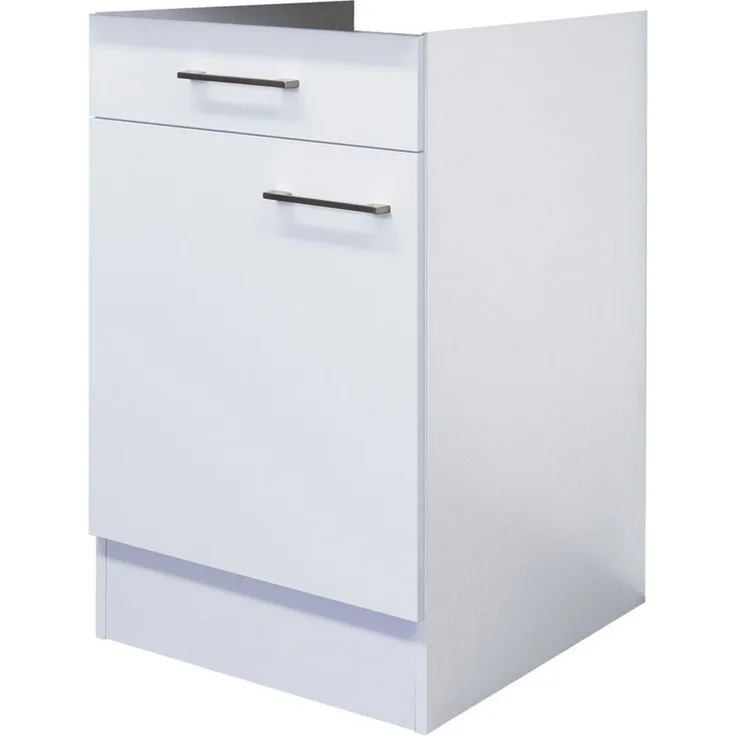 Flex-Well Unterschrank Küchenunterschrank ohne Arbeitsplatte - 50 cm breit - Weiß – Nawa