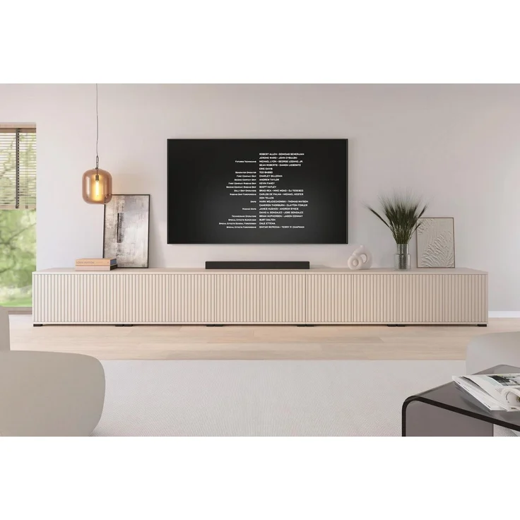 Compleo TV-Schrank Kaschmir 350cm breit, Lowboard oder Hängeschrank mit Lamellen – Bild 5