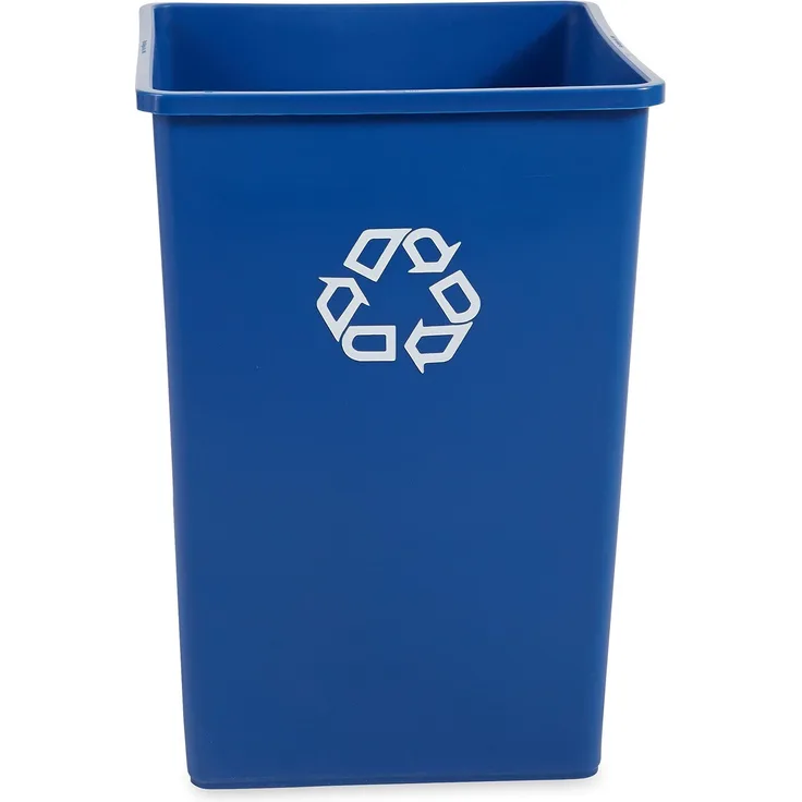 Rubbermaid Commercial 35gal Square Recycling Container - Blue