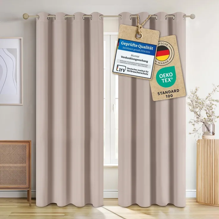 Blumtal Verdunkelungsvorhang 2er-Set Gardinen Wärmeisolierend Blickdicht, Ösen (2 St), verdunkelnd, mit Ösen