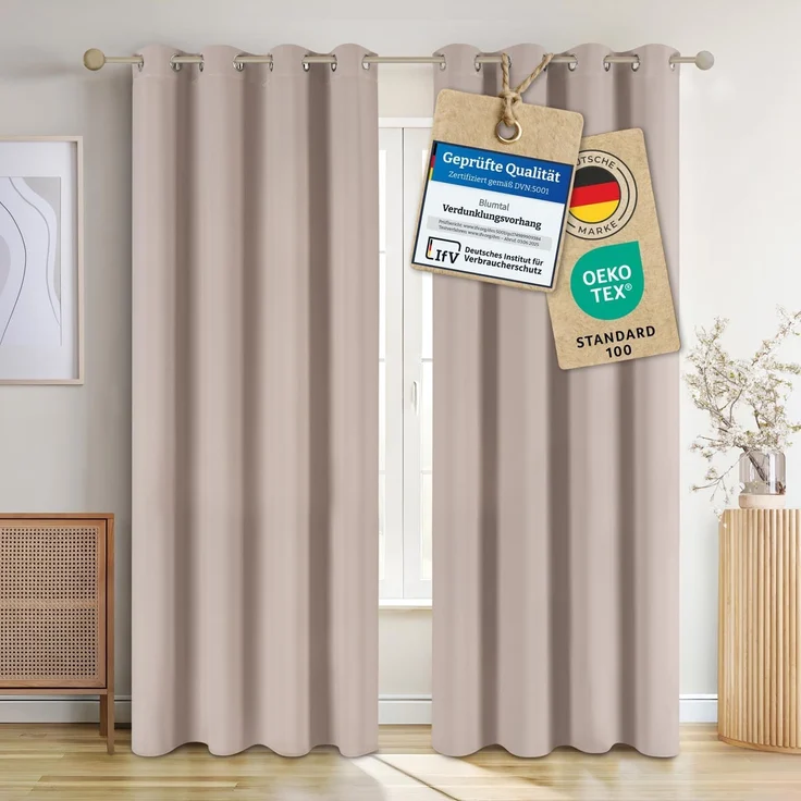 Blumtal Verdunkelungsvorhang 2er-Set Gardinen Wärmeisolierend Blickdicht, Ösen (2 St), verdunkelnd, mit Ösen