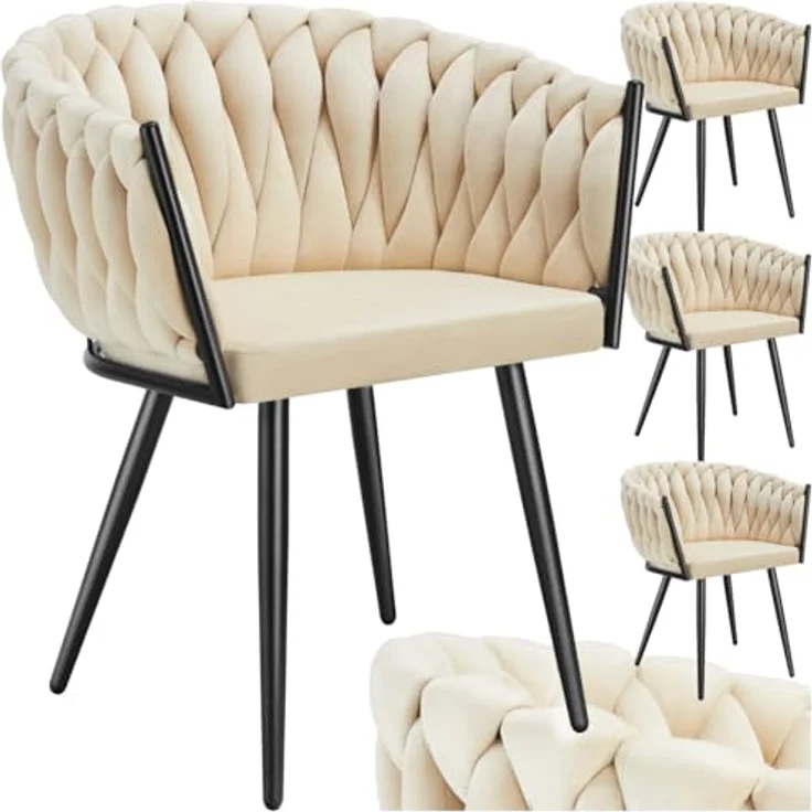 tectake Esszimmerstuhl Astano (4er Set, 4 St), gepolstert, mit Samtbezug, Knotendesign – Bild 2