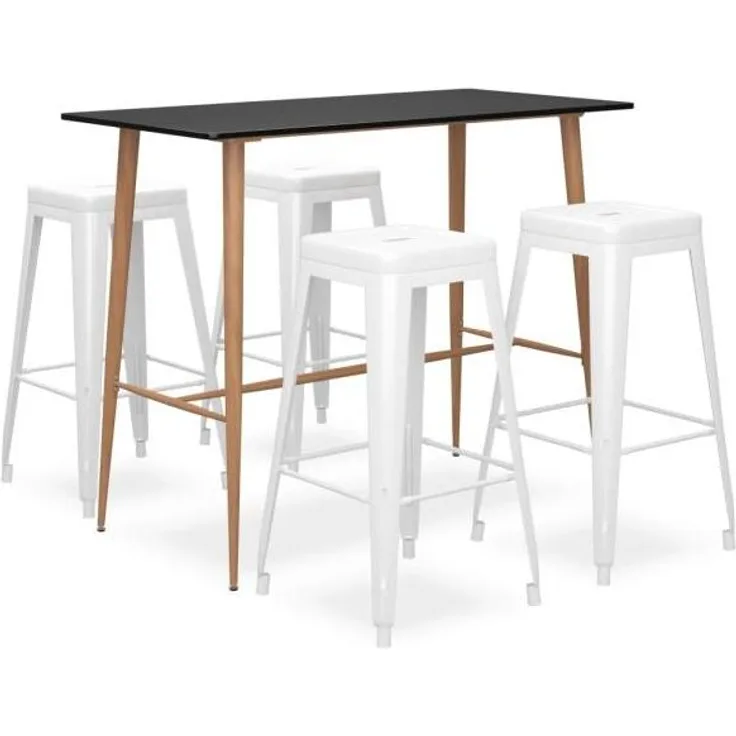 vidaXL 5-tlg. Bar-Set Schwarz und Weiß [3057458]