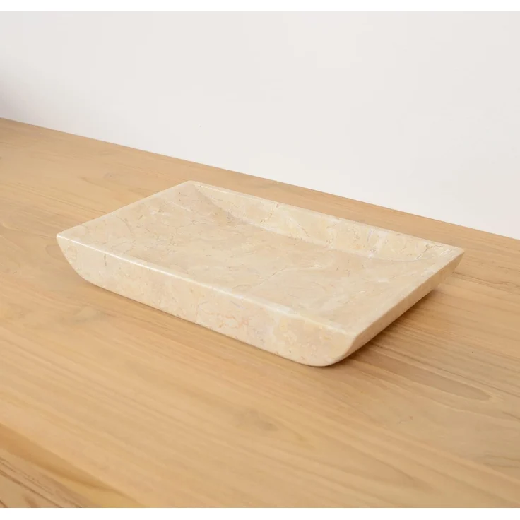 wohnfreuden Dekotablett Marmor Schale rechteckig creme 30 cm, 1349 – Bild 4