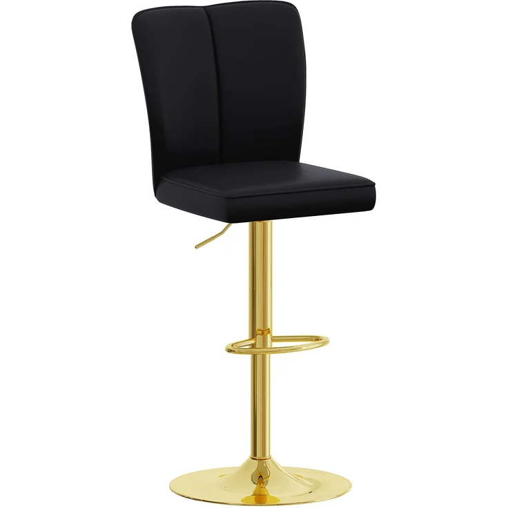 Höhenverstellbarer Barhocker im 2er-Set, 360° drehbar. Luxuriöser Barhocker im Schwarz-Gold-Design aus wasserabweisendem PU-Leder, geeignet für Kücheninseln. Verschiedene Farben erhältlich.--Schwarz + Gold--37x44x44.5cm--YOUDENOVA – Bild 5