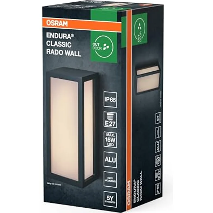 Osram ENDURA CLASSIC RADO W Außenleuchte, Wandleuchte, E27-Fassung, dunkelgrau, Aluminium, schnelle & einfache Installation, mattierter Diffusor, IP65 Schutzklasse, Anwendung im Außenbereich – Bild 3