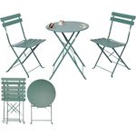 Albatros Bistroset 3-teilig Grün – Bistrotisch mit 2 Stühlen – klappbare Stühle und Tisch aus robustem Metall – optimal als Balkonmöbel Set oder Gartenmöbel in modernem Design