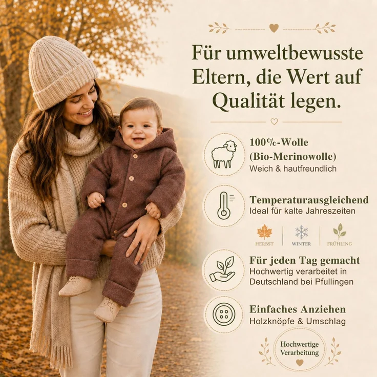 Engel Baby-Overall mit Kapuze, Holzknöpfen und Umschlag TOP – Bild 5