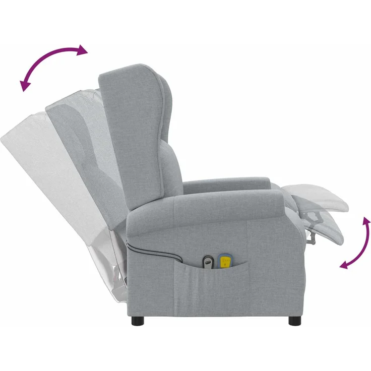 vidaXL Wing Back elektrischer Massagesessel Hellgrau Stoff 3460290 – Bild 8