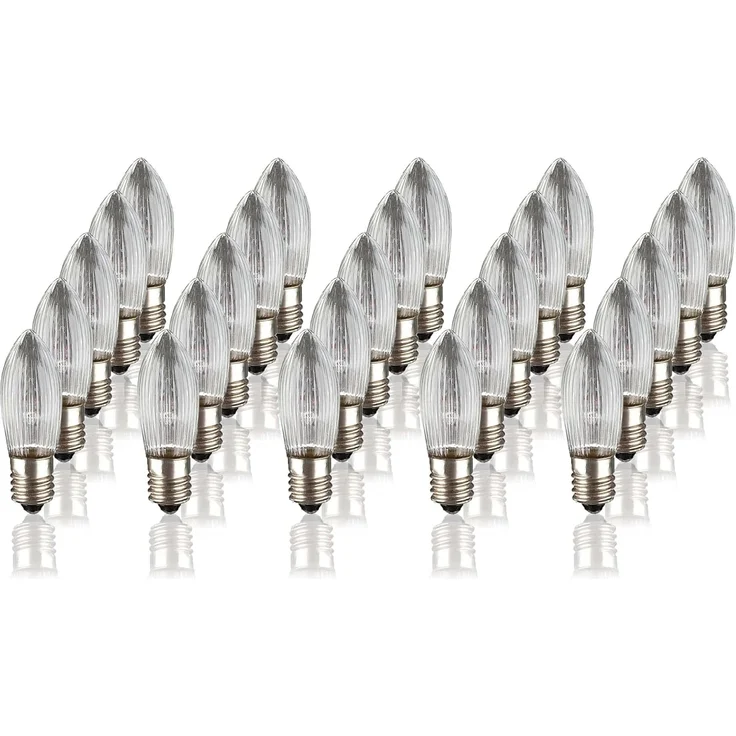 hellum Ersatz-Kerzen für Schwibbogen, 25 Stück 12V 3W Riffelkerze für Weihnachtsbaum Kerzen Lichterketten innen mit 20 Brennstellen, Birnen für Lichterbogen E10/ 12V/ 3W/ 22 Lumen 912111 – Bild 1