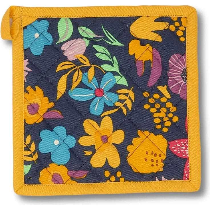 gws Hitzebeständige Topflappen 1 Paar Blumen – Safran 20 x 20 cm 100 Prozent Baumwolle OEKO TEX Standard 100 rutschfest waschbar : Blumen - Safran : Topflappen – Bild 4