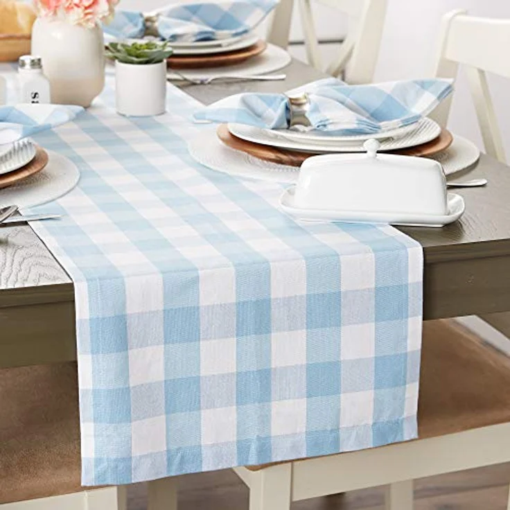 DII Buffalo Check Collection Tischläufer, 35,5x182,9 cm, Hellblau/Weiß – Bild 5