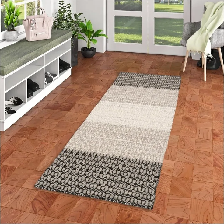 Pergamon Läufer Natur Teppich Läufer Wolle Skandi Stripes, Rechteckig, Höhe: 8 mm