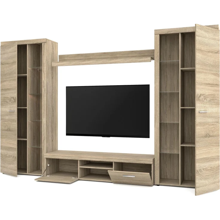 AX LIVING Spacoro XL Wohnwand Sonoma Eiche modern 300cm breit ohne LED – Bild 4