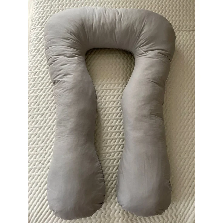 Loolay Stillkissen Schwangerschaftskissen Seitenschläferkissen Stillkissen TYP A 330cm, Attmungsaktive WAFFELPIQUE + GLATT Baumwolle XXXL Lagerungkissen, MUSTER: WAFFEL Grau/ Grau, Stillkissen Kissen für schlafen + Bezug, 100% Europäische Stoffe unf Kl... – Bild 3