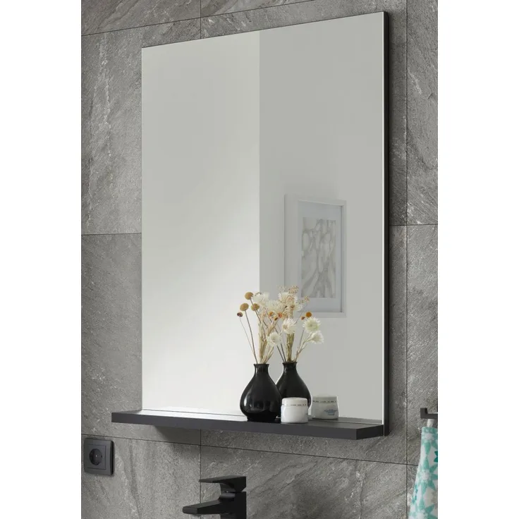 Badezimmer Spiegel Design-D in schwarz 60 x 85 cm
