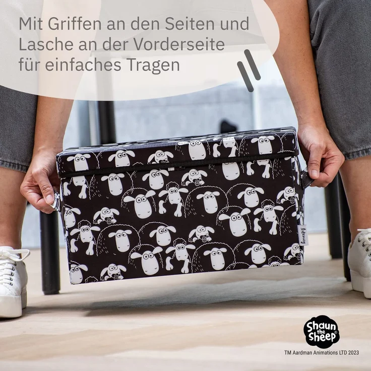 LIFENEY meets Shaun das Schaf Aufbewahrungsbox mit Deckel für Kinder - Box mit dem kultigen Schaf zum Verstauen von Spielzeug - 37 x 25 x 21 cm passend für jedes Kinderzimmer – Bild 6