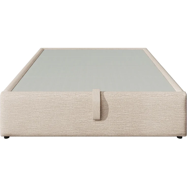 Polsterbett Doppelbett 140×200 cm, Struraumbett Bettgestell mit USB- C und Vollflächiger Lattenrost, Ohne Kopfteil, Leinen, Natürlich – Bild 3