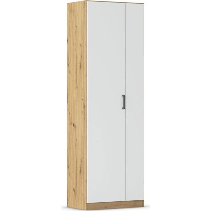 rauch Allrounder, Garderobenschrank, Mehrzweckschrank, 2-türig, mit 4 Einlegeböden, Farbe Weiß/Eiche Artisan, BxHxT 69x210x41cm – Bild 3