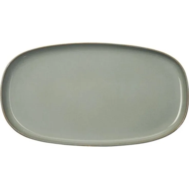 ASA Selection saisons eucalyptus Platte Oval, Servierplatte, Käseplätte, Servierteller, Steinzeug, Grün, 31x18 cm, 27201175