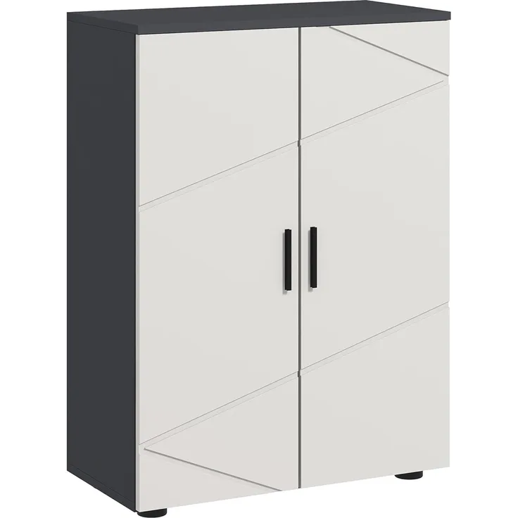Kleankin Badkommode Badezimmerschrank Beistellschrank mit Doppeltür, Verstellbar Ablagen (Badschrank, 1 St, Aufbewahrungsschrank), für Wohnzimmer 60 x 30 x 82 cm Grau
