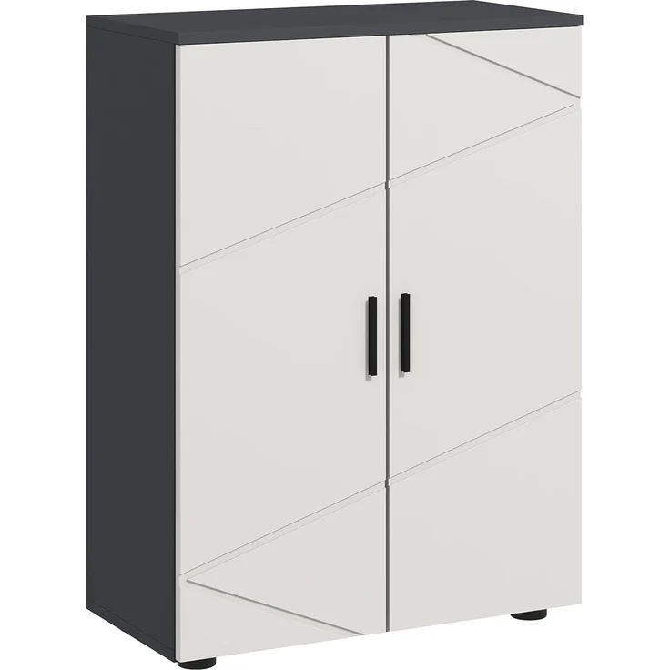 Kleankin Badkommode Badezimmerschrank Beistellschrank mit Doppeltür, Verstellbar Ablagen (Badschrank, 1 St, Aufbewahrungsschrank), für Wohnzimmer 60 x 30 x 82 cm Grau – Bild 1