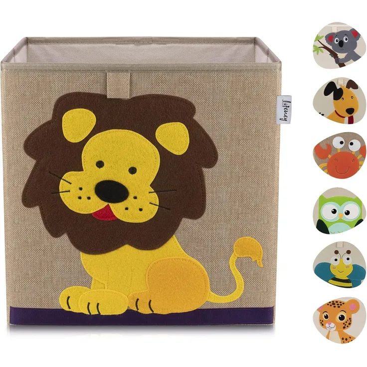 Lifeney Aufbewahrungsbox mit Löwe Motiv I Spielzeugbox mit Tiermotiv passend für Würfelregale I Ordnungsbox für das Kinderzimmer I Aufbewahrungskorb Kinder