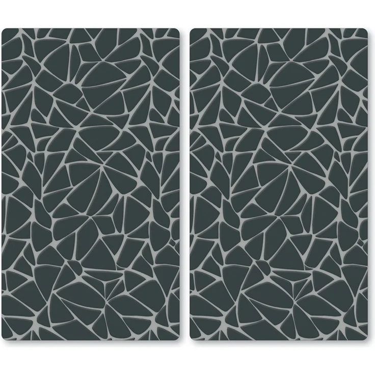 KESPER | Glasschneideplatte/Herdabeckplatte/Buffetplatte, Material: ESG-Sicherheitsglas, Maße: 50 x 28,5 cm, Stärke: 0,4 cm, Fußhöhe: 3 mm, Motivfolie: Mosaik Grau | 37535 13 – Bild 1