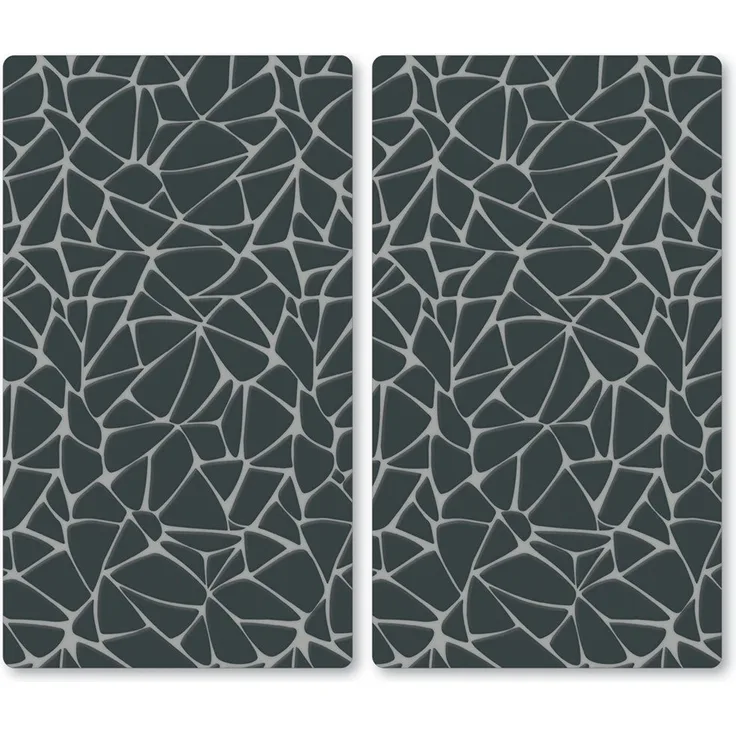 KESPER | Glasschneideplatte/Herdabeckplatte/Buffetplatte, Material: ESG-Sicherheitsglas, Maße: 50 x 28,5 cm, Stärke: 0,4 cm, Fußhöhe: 3 mm, Motivfolie: Mosaik Grau | 37535 13