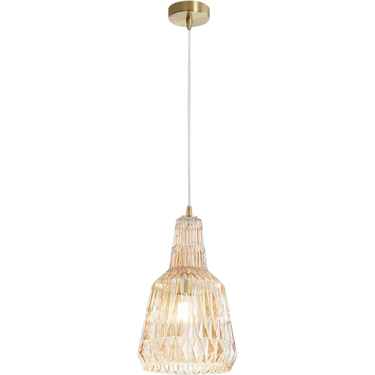 LED Hängelampe einflammig, Kristallglas Amber facettiert, Ø 23cm – Bild 2