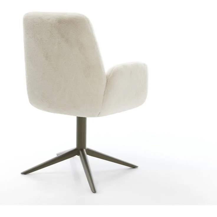 Drehstuhl Zoa-Flex Plüsch Creme-Weiß Fußkreuz Effektfinish Titan 360° drehbar Wippfunktion Taschenfederkern – Bild 5