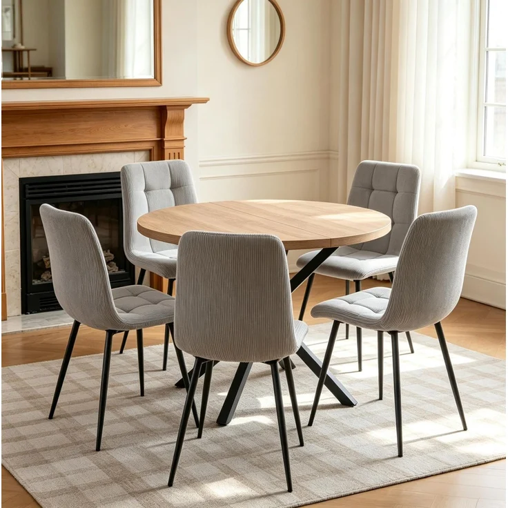 Esszimmerstühle 4er-Set, je 43 x 44 x 89,5 cm, aus grauem Cord mit Metallbeinen – Bild 3