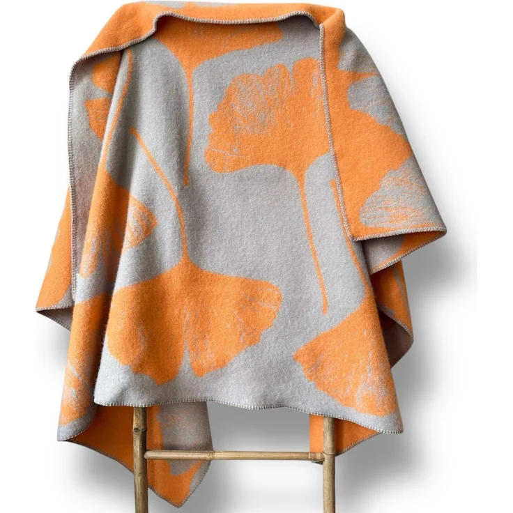 WoolOnly Wendedecke Wolldecke Plaid aus Norwegischer Wolle 130x200 cm (Ginkgo Peach Harmonie) – Bild 6