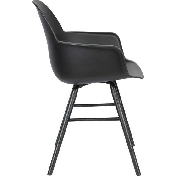 Zuiver Sessel Albert Kuip All Black im 2er-Set, Armlehnstuhl mit gedrechselten Eschenholzbeinen und Polypropylen-Sitzschale in Schwarz – Bild 3