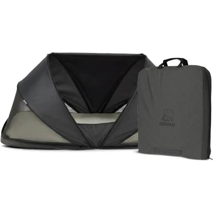 Deryan Cutey Kleinkind Reisebett mit Matratze, Pop-up Babyzelt, 0-2,5 Jahre, Faltbar in 2 Sekunden Aufgestellt - inkl. Moskitonetz & Reisetasche, für EIN Kind, 120x63x50 cm, Schwarz – Bild 5