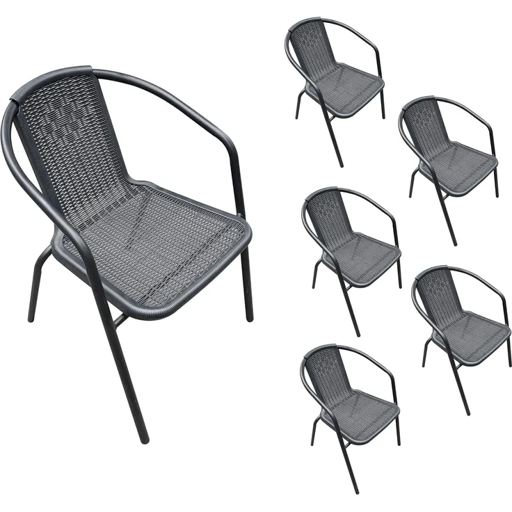 LC Garden Stapelstuhl Garvista Stapelstuhl 54x52x72cm schwarz Gartenstuhl Terassenstuhl, Pulverbeschichteter Stahl