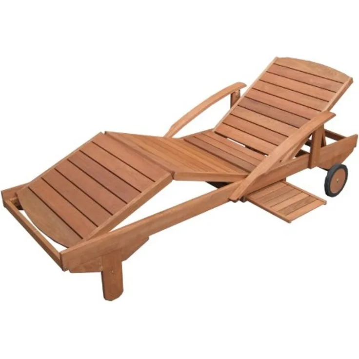 Hecht Gartenliege ERA Lounger, Meranti Holz, ausziehbarer Tisch, 4-fach Verstellung