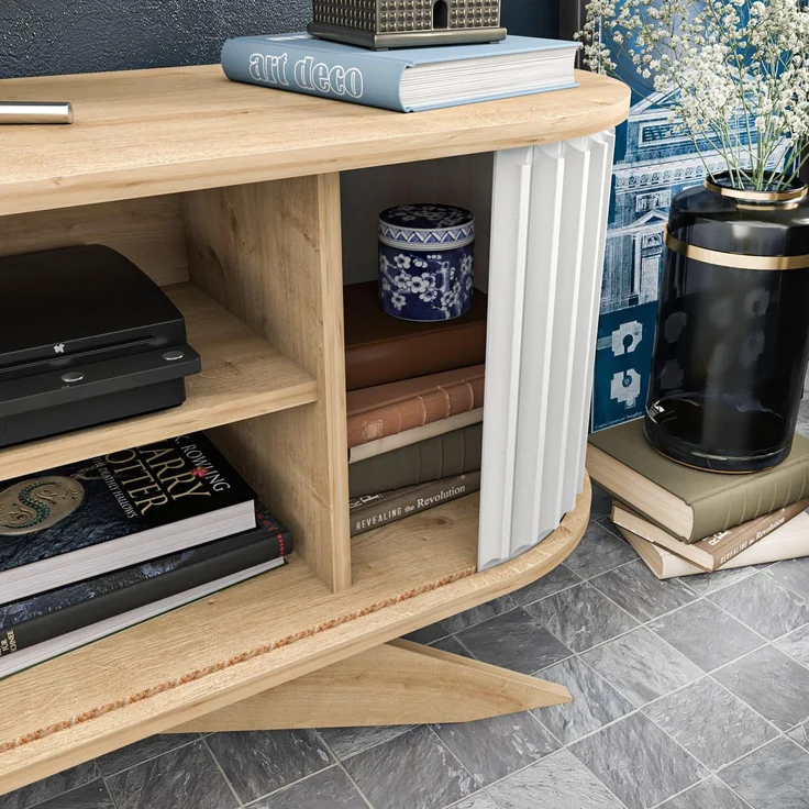 Hanah Home Modern TV Stand, Sapphire & White, 180 x 43 x 60 cm | 100% Melamine Coated Particle Board, 18 mm Thick | Stylish & Functional for Living Room – Bild 5