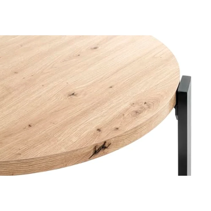 XXXL Couchtisch, rund, Eiche mit Metall- und Holzwerkstoff, 75x42x75 cm, Wohnzimmer – Bild 4