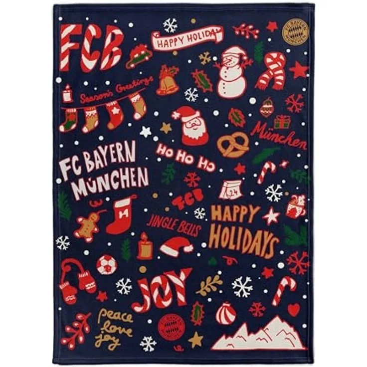 Wohndecke FC Bayern München I Kuscheldecke I Sofadecke Winter 150x200 cm I Navy, FC Bayern München