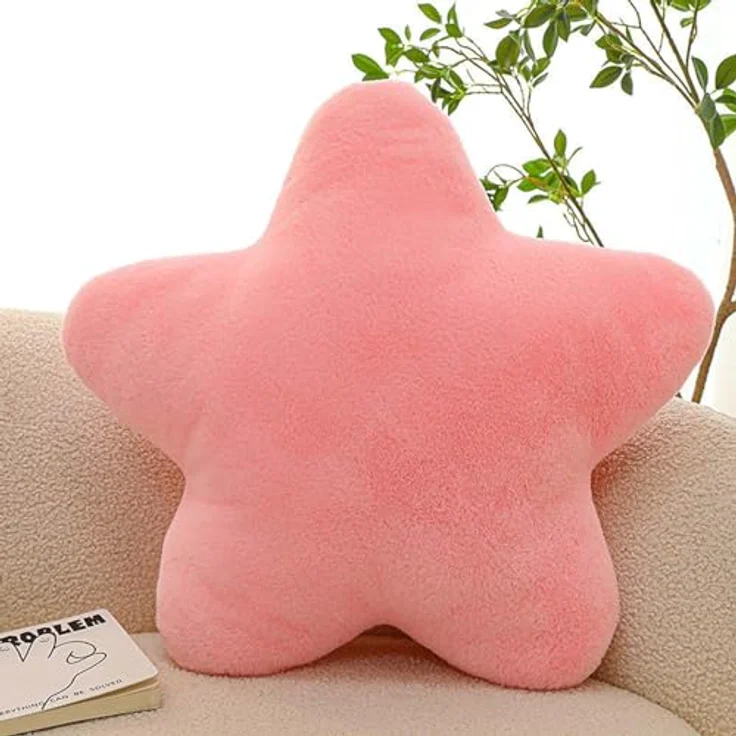 Kuschelkissen Kinder Sternkissen, Plüsch Kissen Dekokissen für kuschelecke kinderzimmer, Weiche Flauschige Sternform Zierkissen Sofakisse für Heimdekoration (Rosa,60cm) – Bild 2