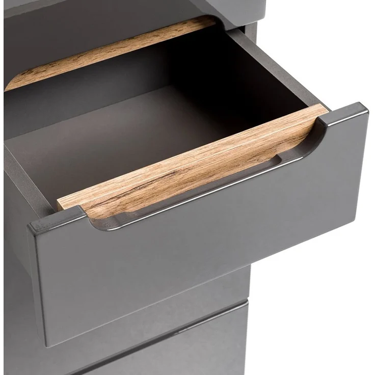 Badezimmer Hochschrank SOLNA-56 inkl. Standfüßen, Hochglanz grau, B x H x T ca. 35 x 187 x 33cm – Bild 4