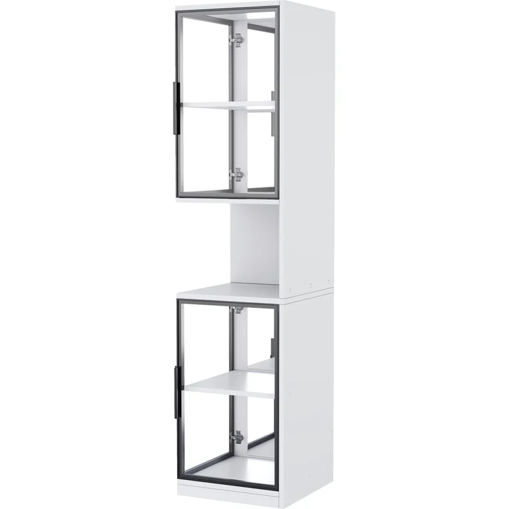 ZUBALIYA 205cm hoher LED-Vitrinenschrank mit doppelten Glastüren und verspiegelter Rückwand, mit farbwechselnder Beleuchtung und Kippschutzvorrichtung–elegant, vollständig transparent–Weinschrank, Bücherregal, Weiß – Bild 11