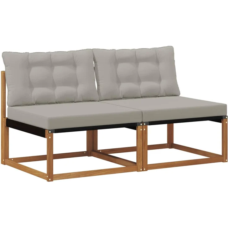 vidaXL 2 stk. Outdoor Mittelsofa Massivholz Akazie Natur 900642 – Bild 2